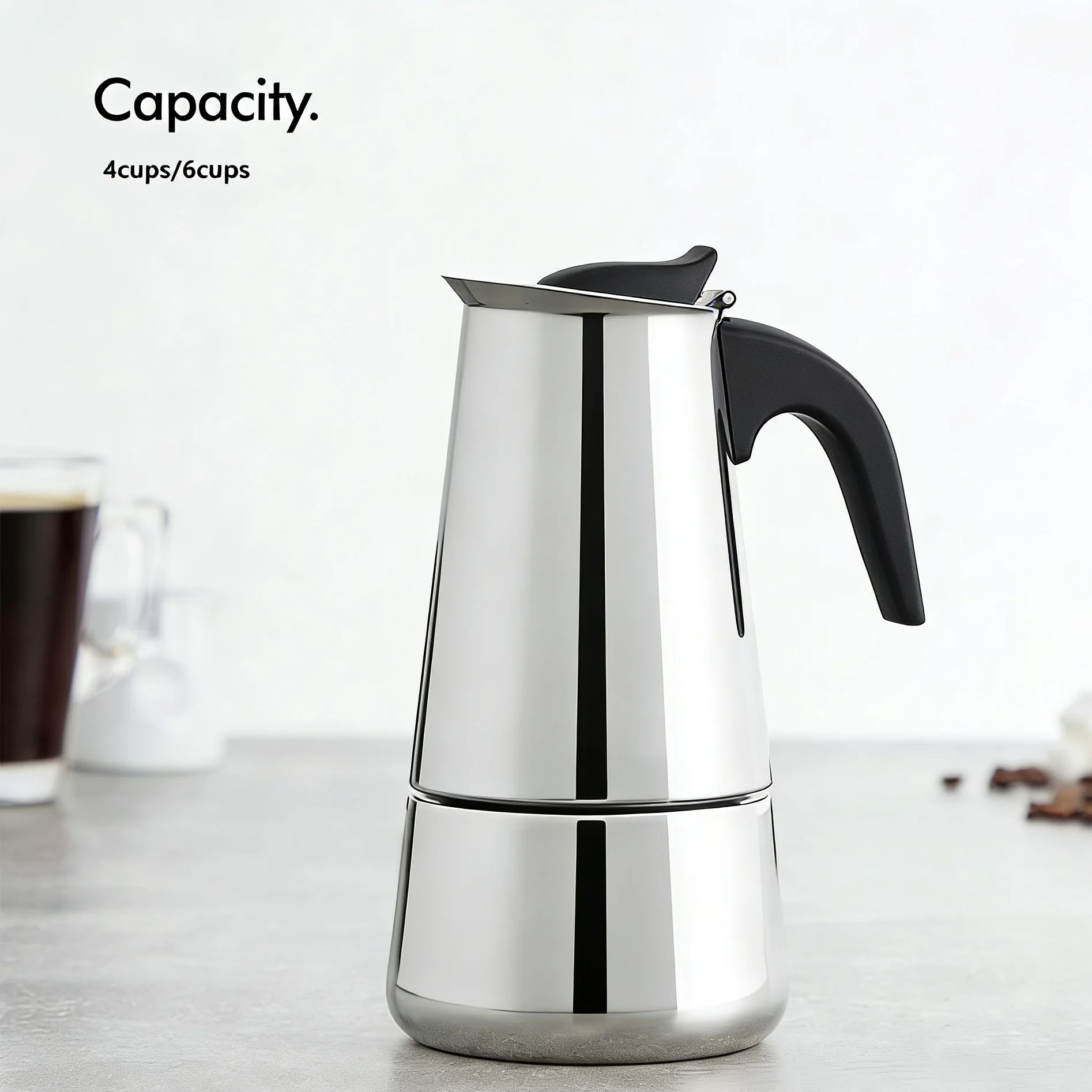 Home Office Moka - Kawiarka Moka ze stali nierdzewnej 4/6,