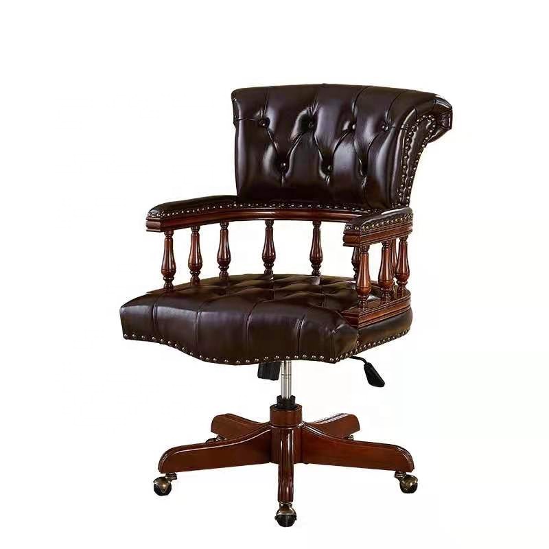 Home Office In Uk - Ciemny Fotel Kapitański Chesterfield w Kolorze