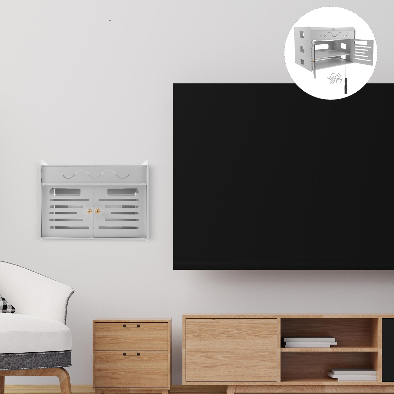 Cable Management Box - 3-poziomowy organizer na router WiFi, bezinwazyjny