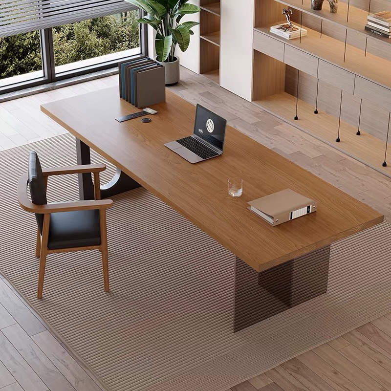 Home Office Room - Włoskie Akrylowe Pływające Drewniane Biurko do