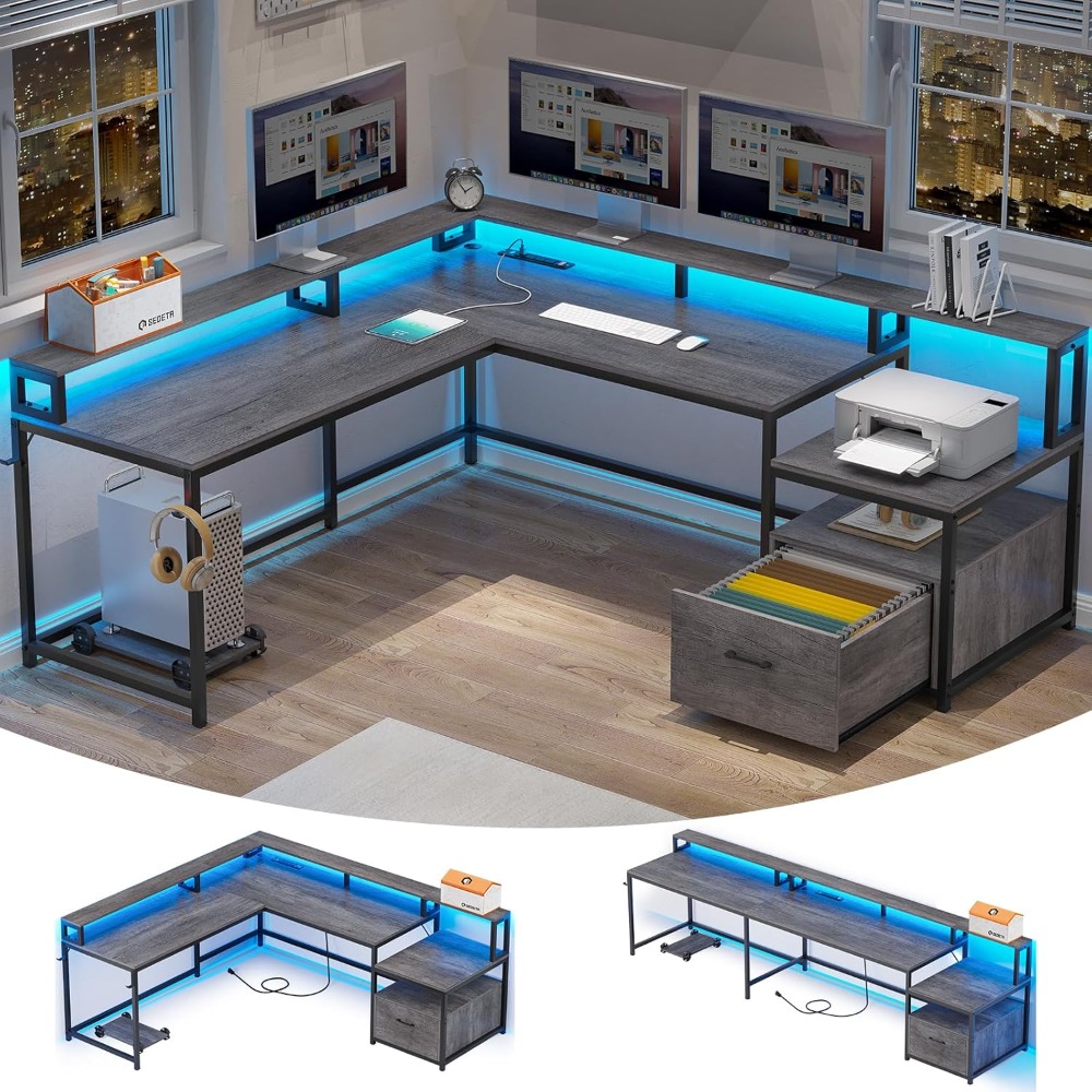 Home Office L Shaped Desk - Biurko w kształcie litery L, biurko