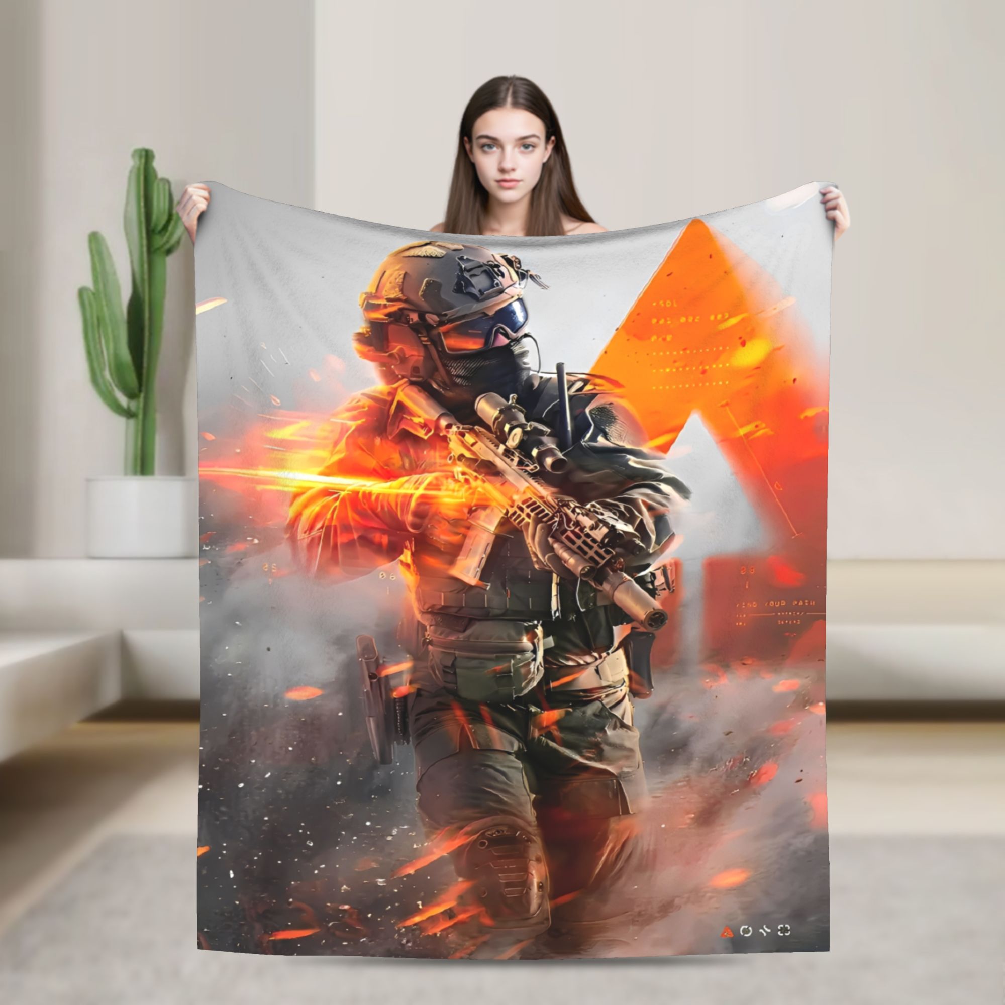 Home Office Design Ideas - Śmieszny koc z motywem Battlefield 6,