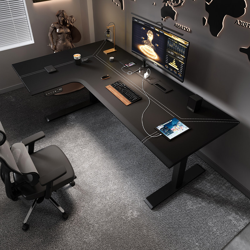 Home Office L Shaped Desk - Elektryczny stół narożny z regulacją wysokości,