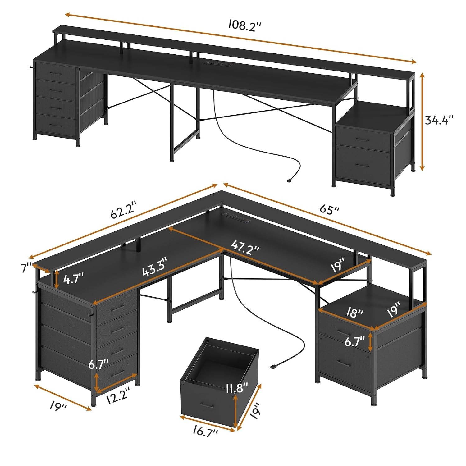Biurko narożne w kształcie lit – Home Office L Shaped Desk recenzja i cena