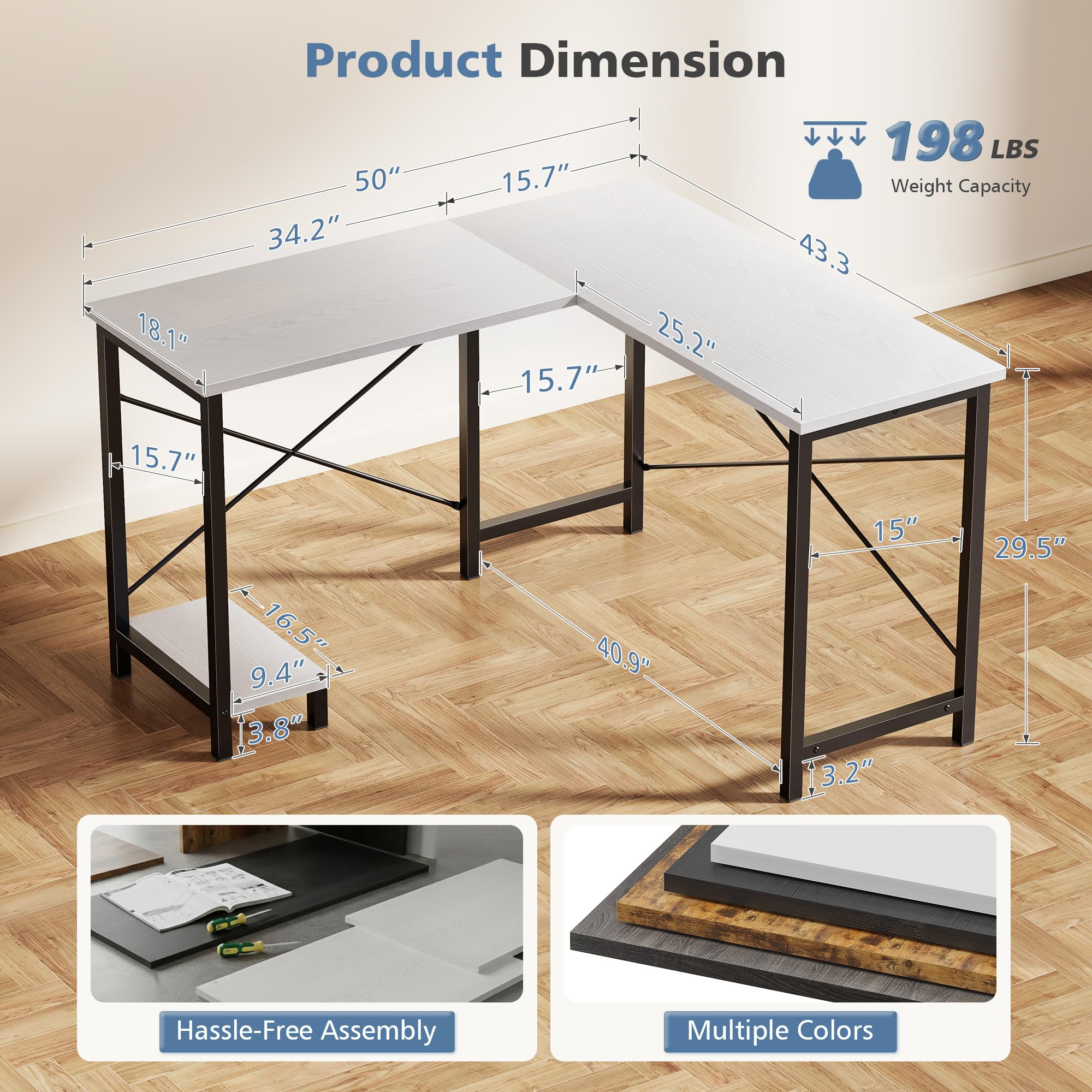 Biurko narożne w kształcie lit – Home Office L Shaped Desk recenzja i cena
