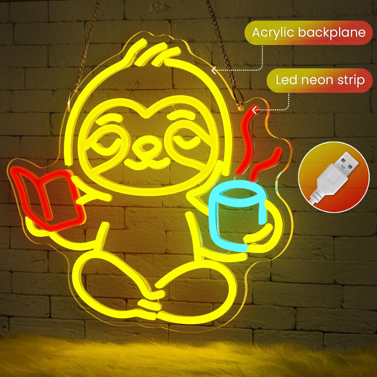 Neonowy znak Leniwiec, lampka  – Home Office Room recenzja i cena