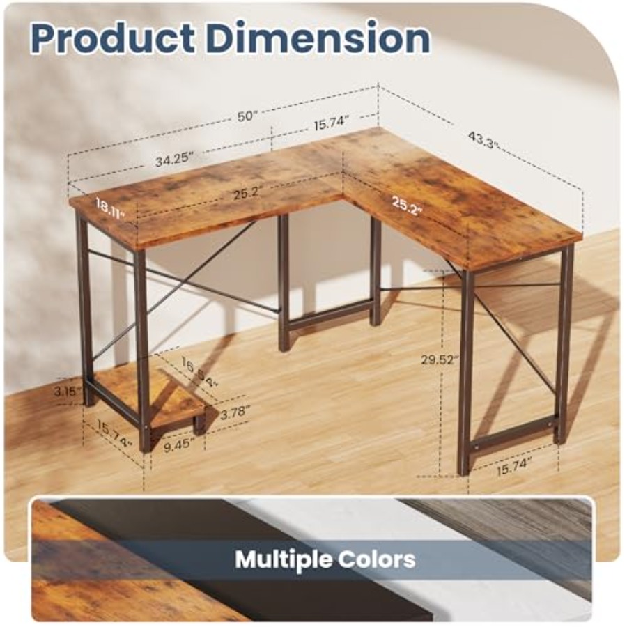 Dwustronne biurko w kształcie  – Home Office L Shaped Desk recenzja i cena