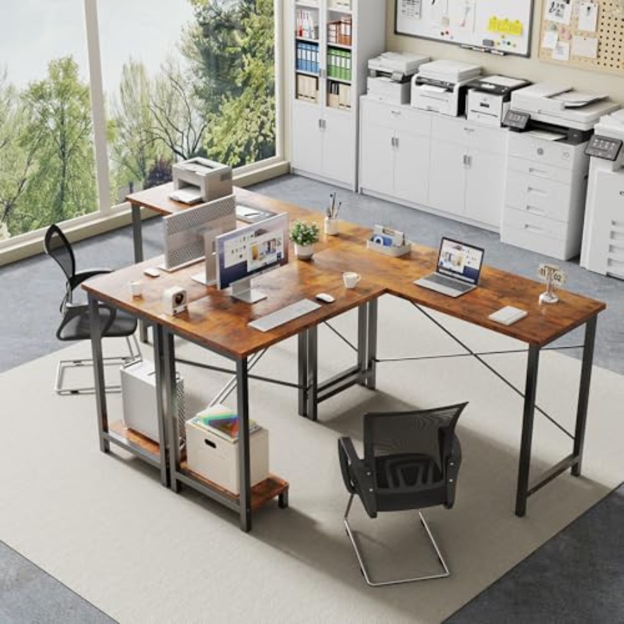 Dwustronne biurko w kształcie  – Home Office L Shaped Desk recenzja i cena